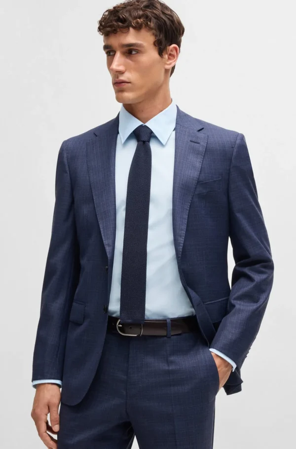HUGO BOSS Artigos Essenciais>Camisa De Ajuste Slim Em Popelina De Mistura De Algodão Com Elástico