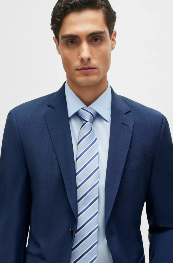 HUGO BOSS Camisas>Camisa De Ajuste Slim Em Popelina De Algodão Elástico Fácil De Engomar
