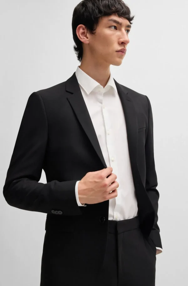 HUGO BOSS Camisas>Camisa De Ajuste Slim Em Popelina De Algodão Fácil De Passar A Ferro