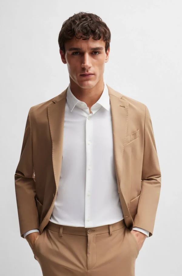HUGO BOSS Camisas>Camisa De Ajuste Slim Em Jersey Elástico Para Desempenho