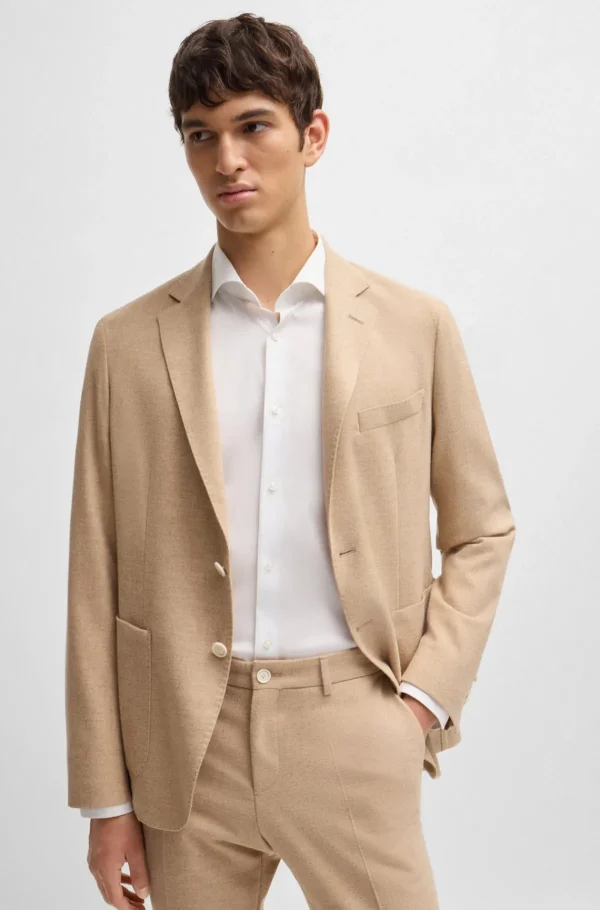 HUGO BOSS Artigos Essenciais>Camisa De Ajuste Slim Em Popelina De Algodão Fácil De Engomar
