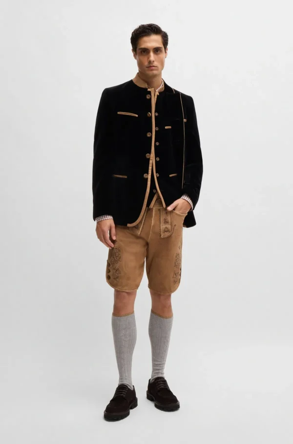 HUGO BOSS Camisas>Camisa De Ajuste Slim Trachten Em Algodão Axadrezado