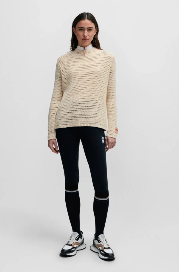MULHER HUGO BOSS T-Shirts E Tops>Camisa De Treino De Meia Manga Equestre Em Pêssego