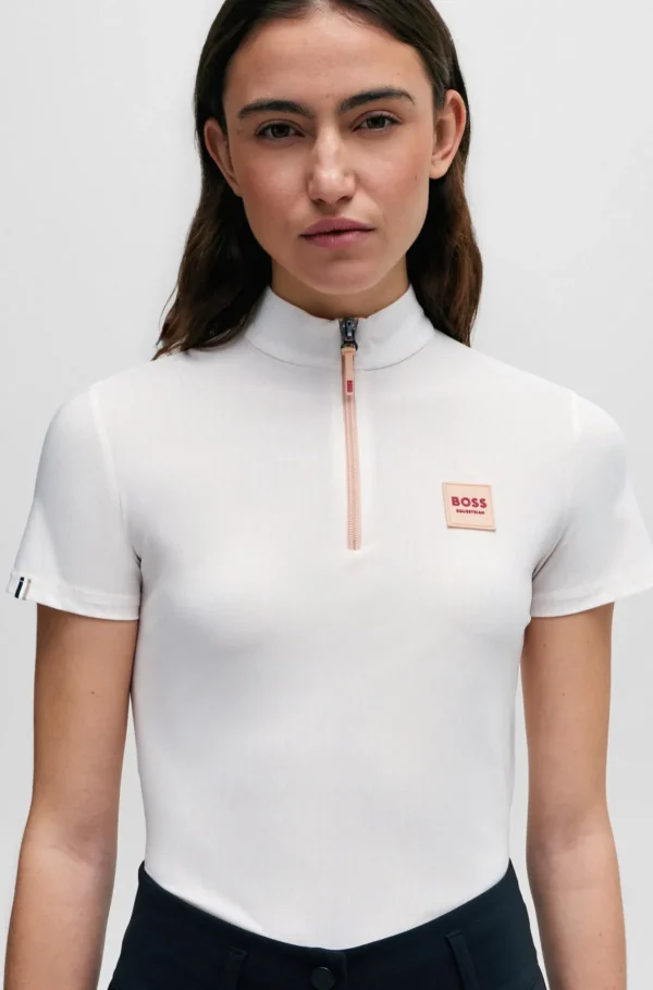 MULHER HUGO BOSS T-Shirts E Tops>Camisa De Treino De Meia Manga Equestre Em Pêssego