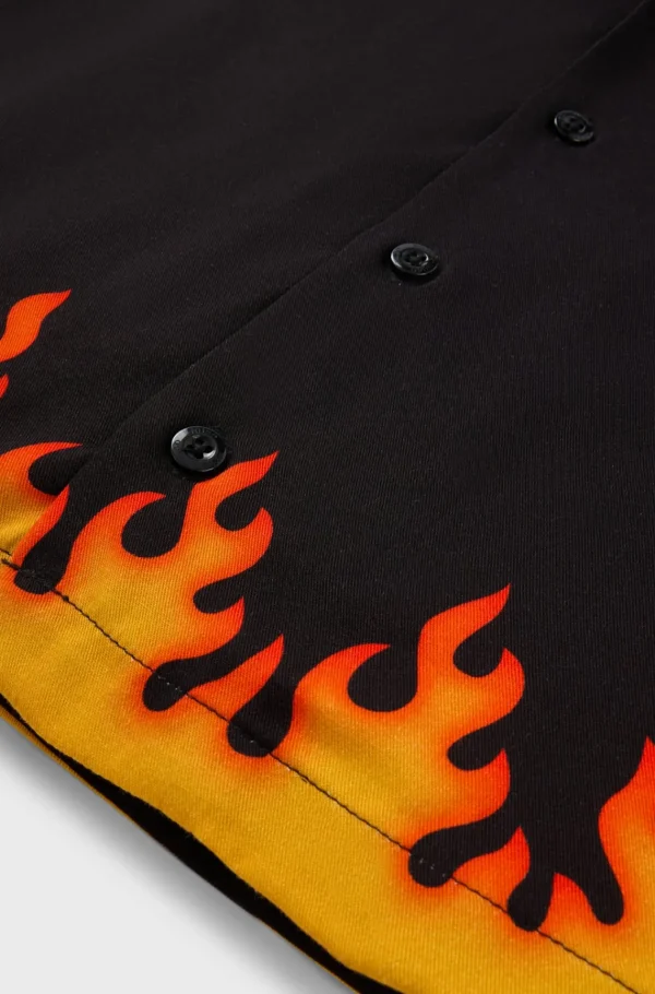 Crianças HUGO BOSS Júniores (Idades 4-14)>Camisa Para Criança Com Arte De Chama E Etiqueta De Logótipo