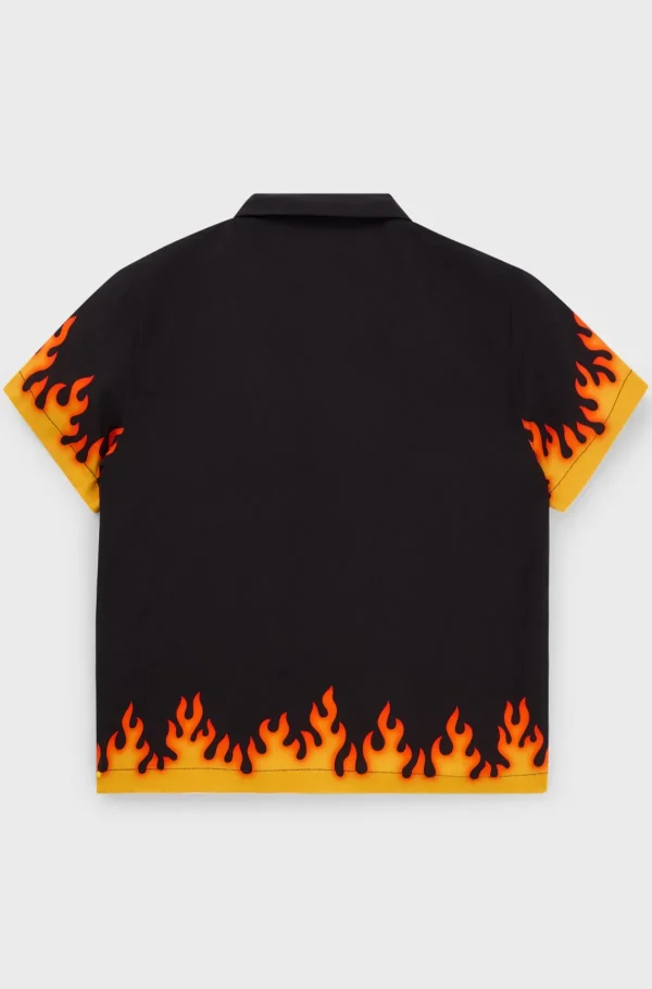 Crianças HUGO BOSS Júniores (Idades 4-14)>Camisa Para Criança Com Arte De Chama E Etiqueta De Logótipo