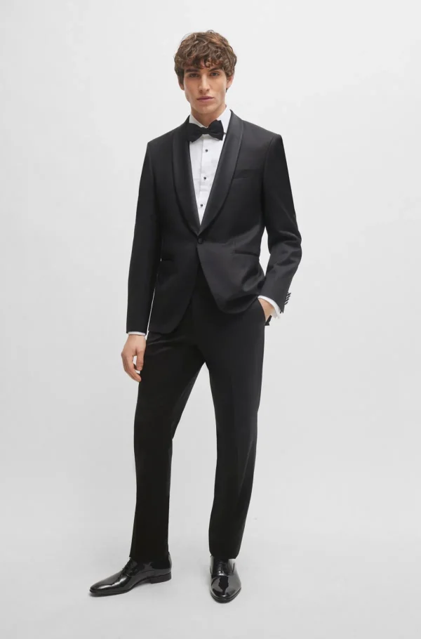 HUGO BOSS Artigos Essenciais>Camisa-vestido De Ajuste Slim Em Popelina De Algodão Elástico Fácil De Engomar