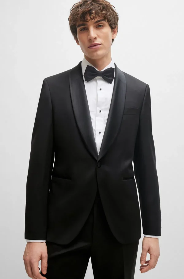 HUGO BOSS Artigos Essenciais>Camisa-vestido De Ajuste Slim Em Popelina De Algodão Elástico Fácil De Engomar