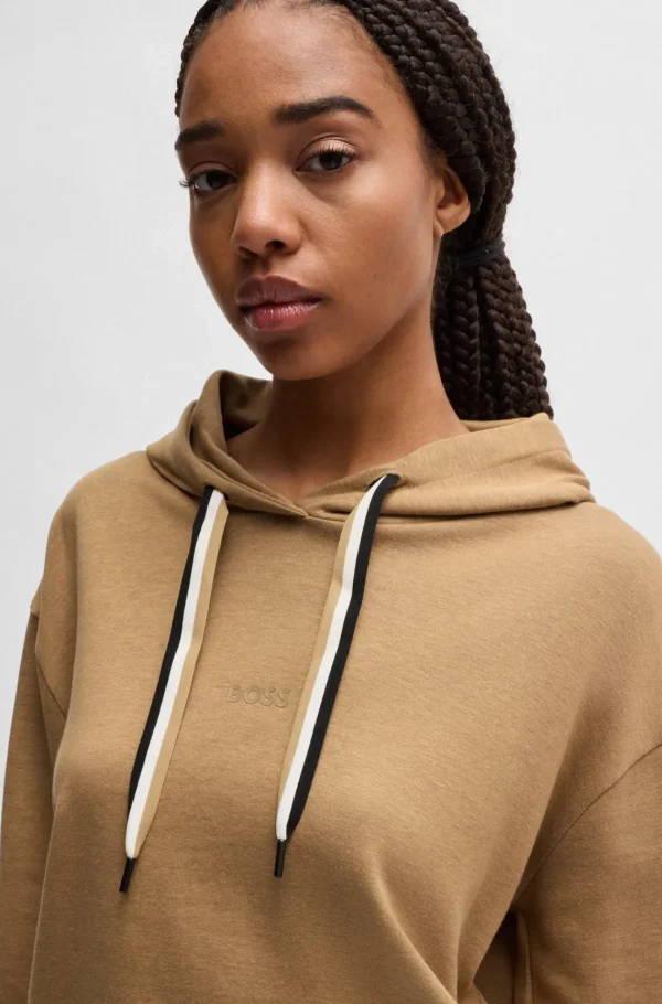 MULHER HUGO BOSS Fatos De Treino>Camisola Com Capuz Com Estampa De Logótipo E Cordões Com Riscas Exclusivas