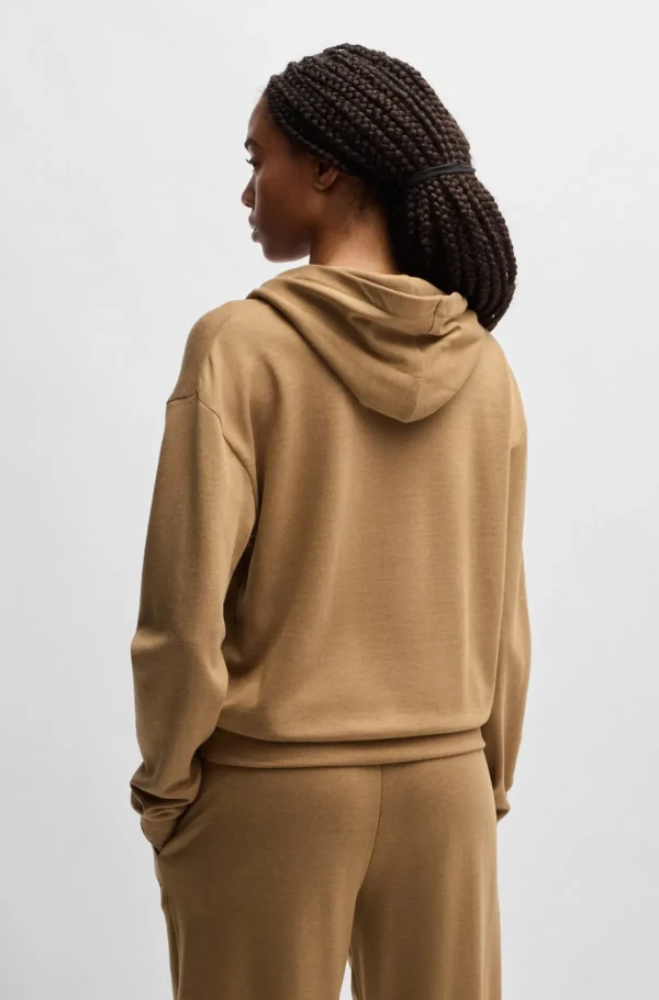 MULHER HUGO BOSS Fatos De Treino>Camisola Com Capuz Com Estampa De Logótipo E Cordões Com Riscas Exclusivas