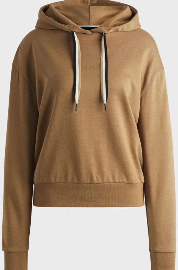 MULHER HUGO BOSS Fatos De Treino>Camisola Com Capuz Com Estampa De Logótipo E Cordões Com Riscas Exclusivas