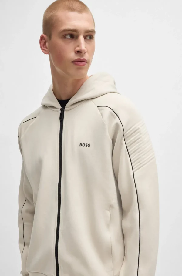 HUGO BOSS Sweats E Hoodies>Camisola Com Capuz Com Fecho De Algodão Elástico E Arte Em Relevo