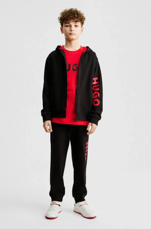 Crianças HUGO BOSS Júniores (Idades 4-14)>Camisola Com Capuz Com Fecho Para Criança E Logótipo Na Manga