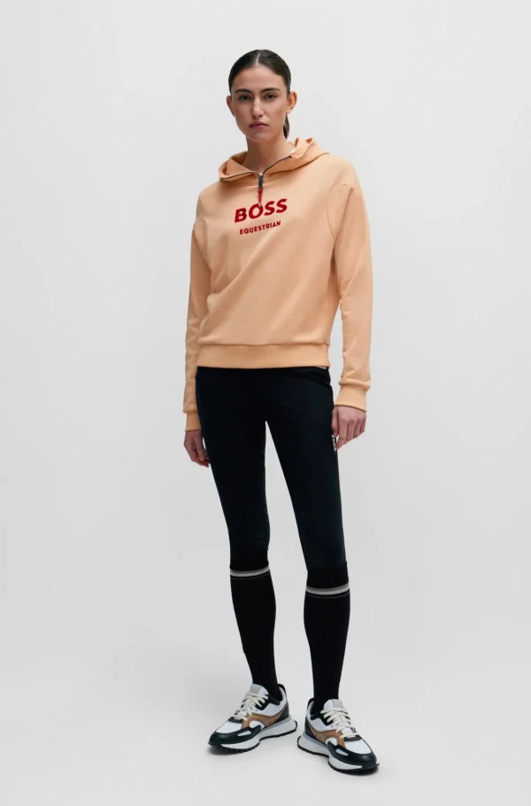 MULHER HUGO BOSS Roupa De Equitação>Camisola Com Capuz Com Fecho De Correr Equestre Com Logótipo De Silicone