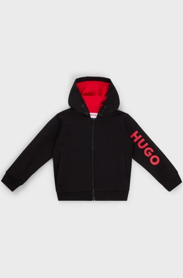 Crianças HUGO BOSS Júniores (Idades 4-14)>Camisola Com Capuz Com Fecho Para Criança E Logótipo Na Manga