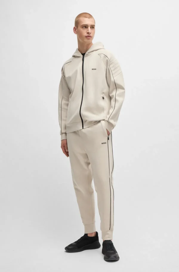 HUGO BOSS Sweats E Hoodies>Camisola Com Capuz Com Fecho De Algodão Elástico E Arte Em Relevo