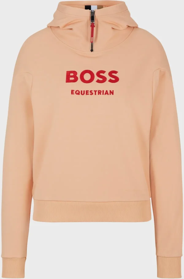 MULHER HUGO BOSS Roupa De Equitação>Camisola Com Capuz Com Fecho De Correr Equestre Com Logótipo De Silicone