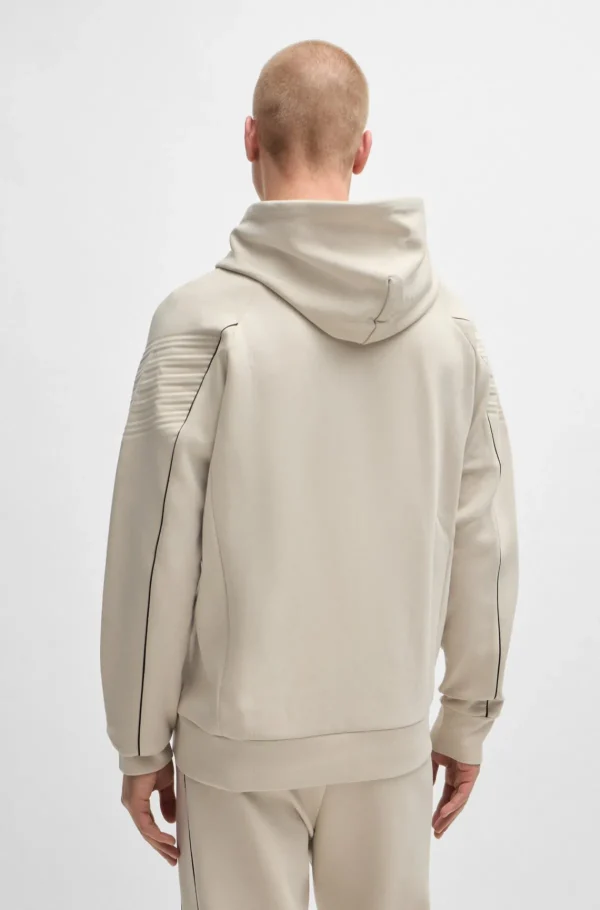 HUGO BOSS Sweats E Hoodies>Camisola Com Capuz Com Fecho De Algodão Elástico E Arte Em Relevo