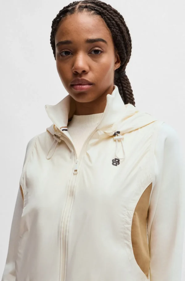 MULHER HUGO BOSS Vestuário Para O Ginásio | Fatos De Treino>Camisola Com Capuz Com Fecho Em Mistura De Algodão Com Padrão Com Monograma