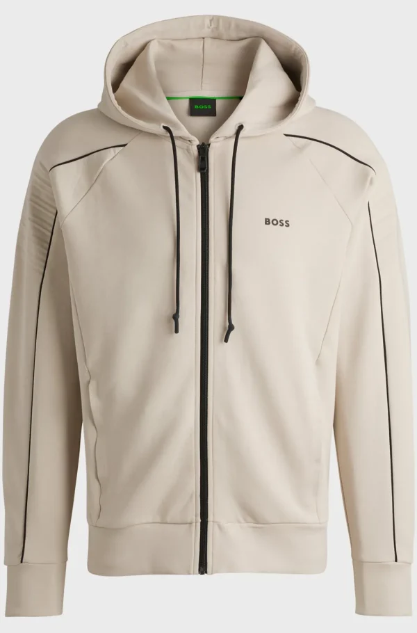 HUGO BOSS Sweats E Hoodies>Camisola Com Capuz Com Fecho De Algodão Elástico E Arte Em Relevo