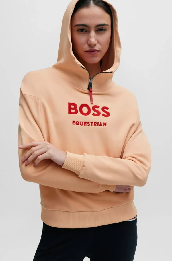 MULHER HUGO BOSS Roupa De Equitação>Camisola Com Capuz Com Fecho De Correr Equestre Com Logótipo De Silicone