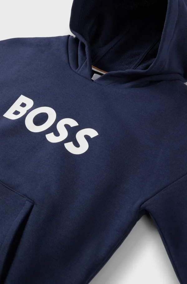 Crianças HUGO BOSS Partes De Cima Para Rapaz>Camisola Com Capuz De Ajuste Largo Para Criança Com Logótipo Contrastante