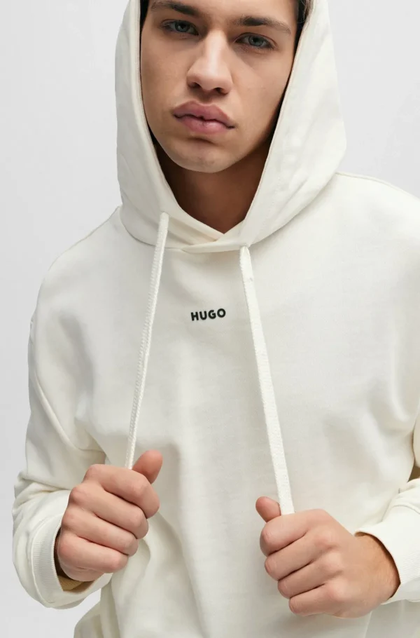 HUGO BOSS Sweats E Hoodies>Camisola Com Capuz De Ajuste Descontraído Em Terry De Algodão Com Estampado De Logótipo