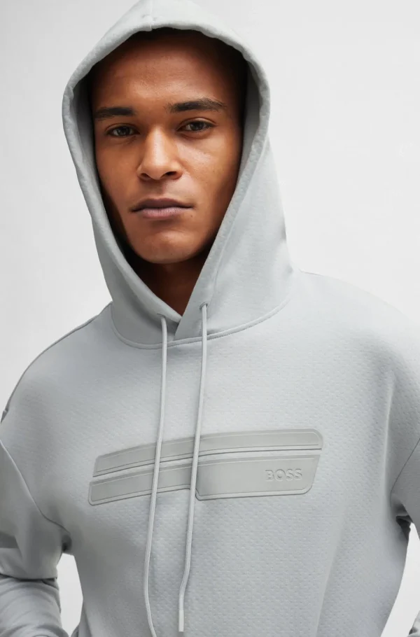 HUGO BOSS Sweats E Hoodies>Camisola Com Capuz De Ajuste Descontraído Em Mistura De Algodão Com Arte De Logótipo