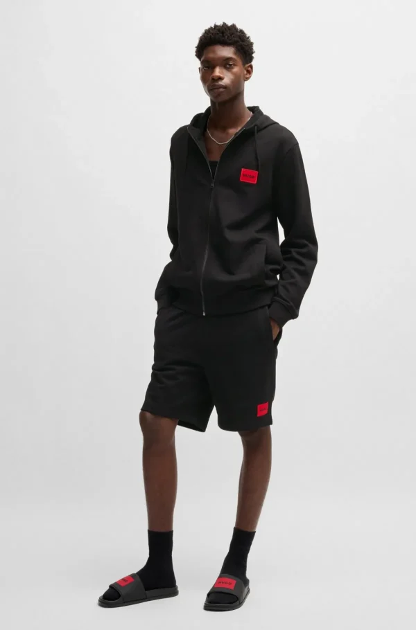 HUGO BOSS Fatos De Treino>Camisola Com Capuz De Ajuste Regular Em Terry Francês Com Etiqueta De Logótipo