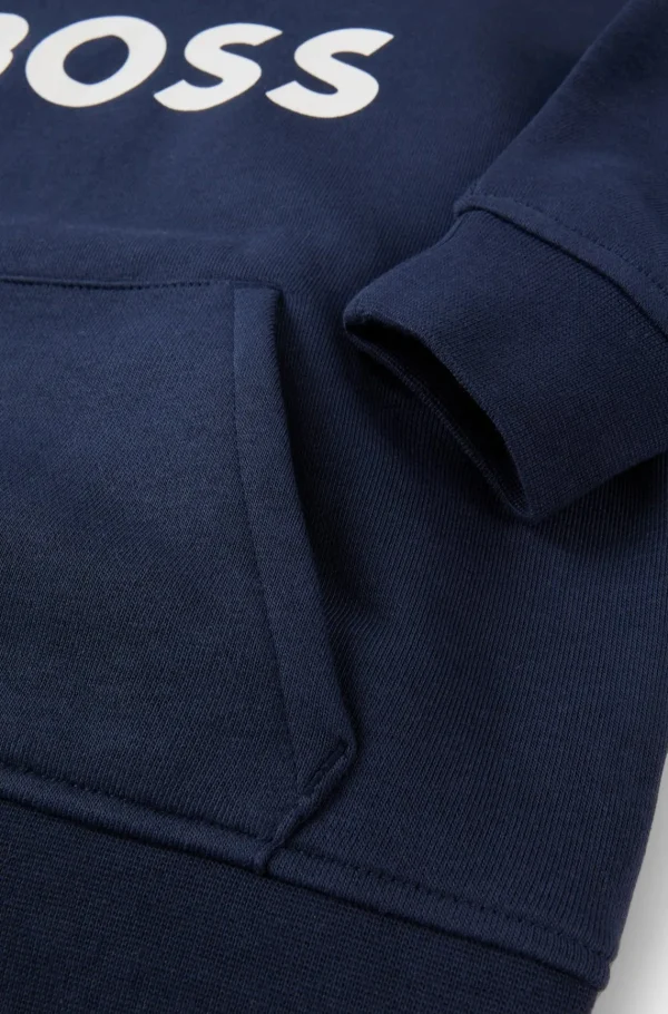 Crianças HUGO BOSS Partes De Cima Para Rapaz>Camisola Com Capuz De Ajuste Largo Para Criança Com Logótipo Contrastante