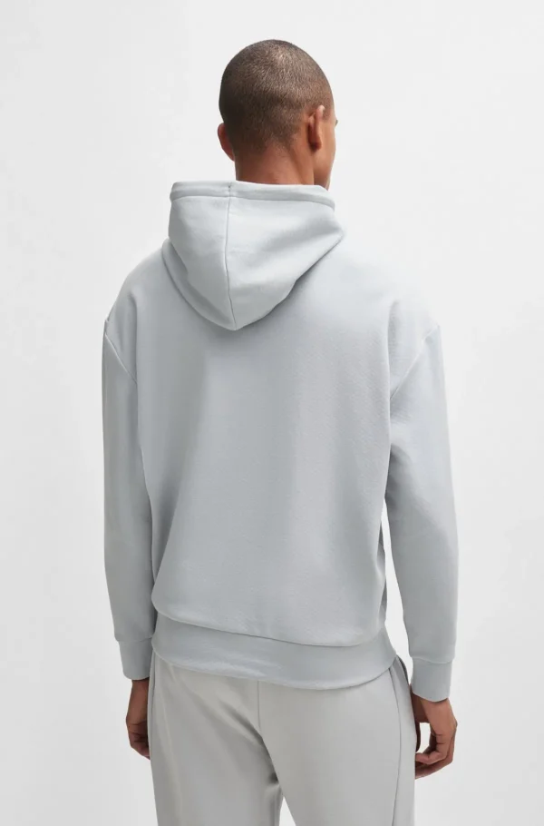 HUGO BOSS Sweats E Hoodies>Camisola Com Capuz De Ajuste Descontraído Em Mistura De Algodão Com Arte De Logótipo