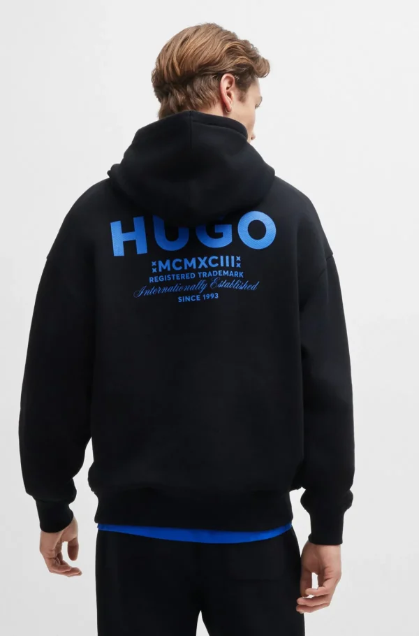 HUGO BOSS Sweats E Hoodies>Camisola Com Capuz De Ajuste Largo Em Terry De Algodão Com Detalhes De Logótipo