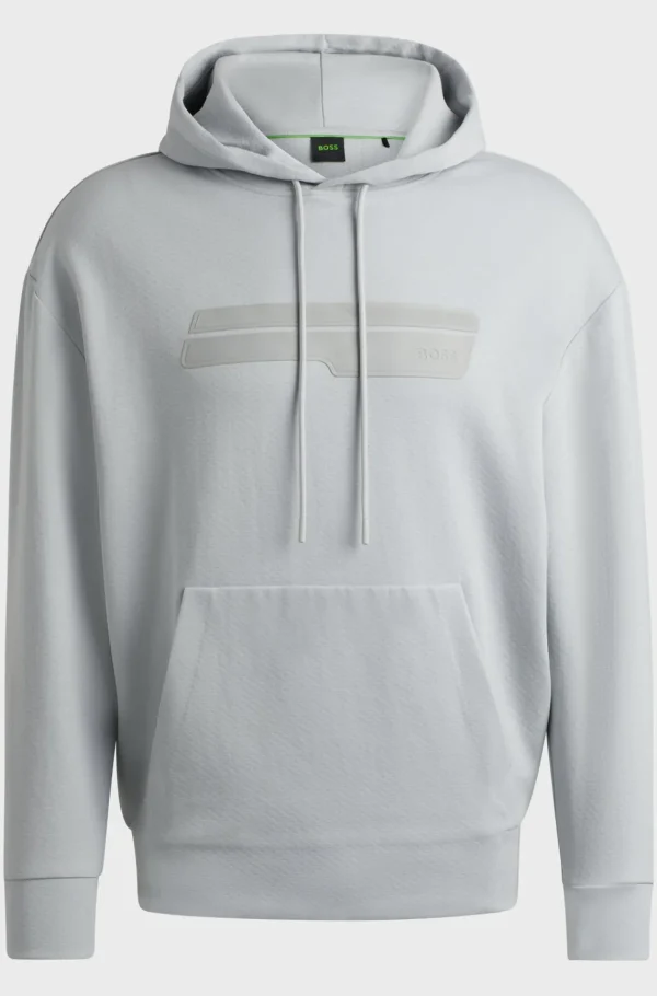 HUGO BOSS Sweats E Hoodies>Camisola Com Capuz De Ajuste Descontraído Em Mistura De Algodão Com Arte De Logótipo