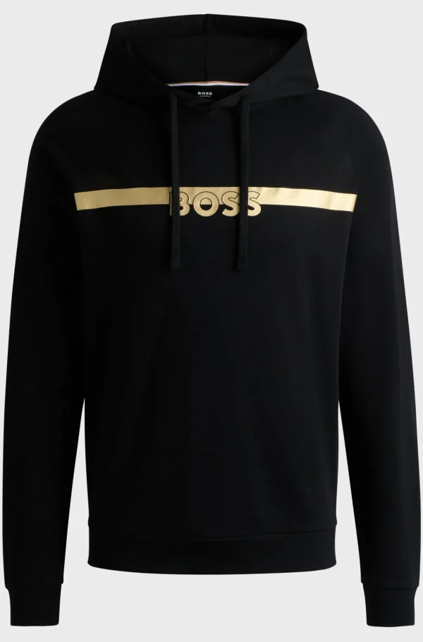 HUGO BOSS Pijamas E Loungewear>Camisola Com Capuz De Ajuste Regular Algodão Terry Com Logótipo Estampado