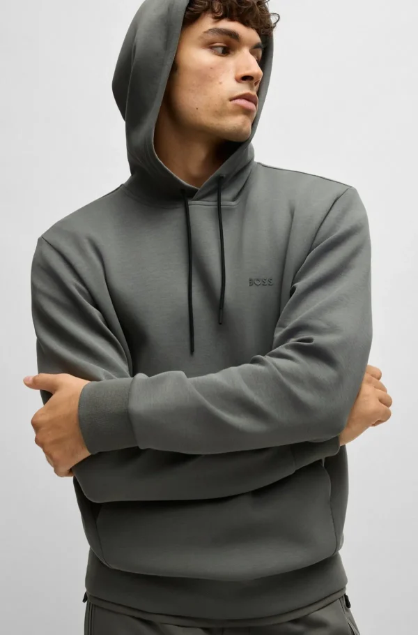 HUGO BOSS Fatos De Treino | Sweats E Hoodies>Camisola Com Capuz De Algodão Elástico Com Logótipo De Sanduíche