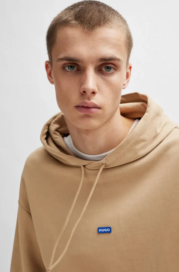 HUGO BOSS Sweats E Hoodies>Camisola Com Capuz De Terry De Algodão Com Etiqueta De Logótipo Azul