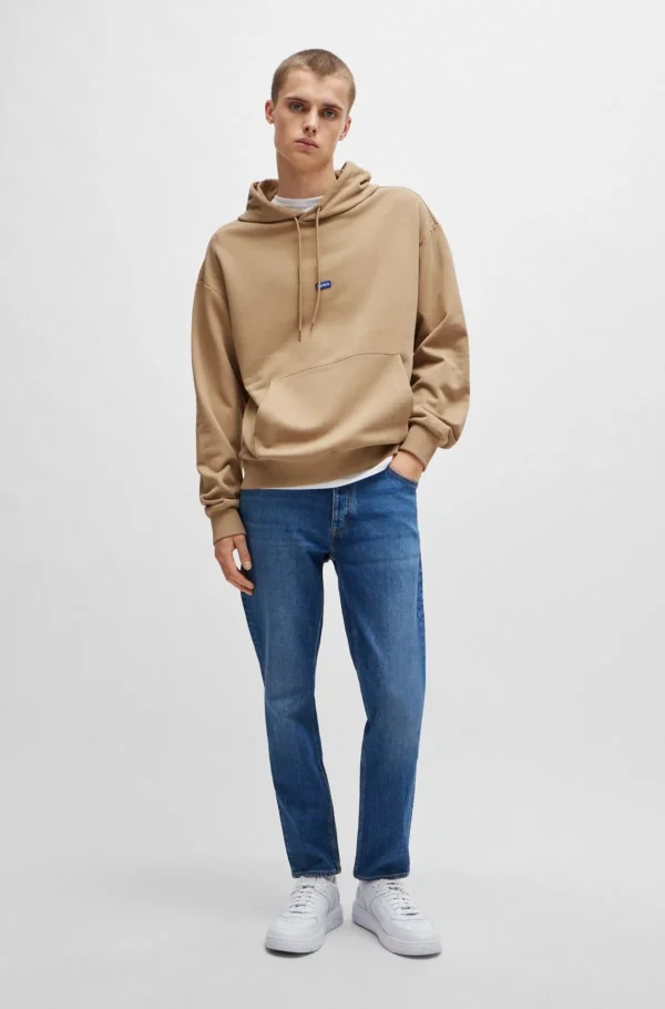 HUGO BOSS Sweats E Hoodies>Camisola Com Capuz De Terry De Algodão Com Etiqueta De Logótipo Azul