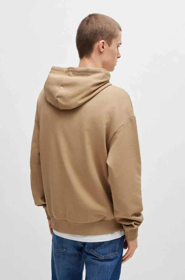 HUGO BOSS Sweats E Hoodies>Camisola Com Capuz De Terry De Algodão Com Etiqueta De Logótipo Azul