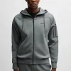 HUGO BOSS Sweats E Hoodies>Camisola Com Capuz E Fecho Em Mistura De Algodão Com Logótipo Refletor Decorativo