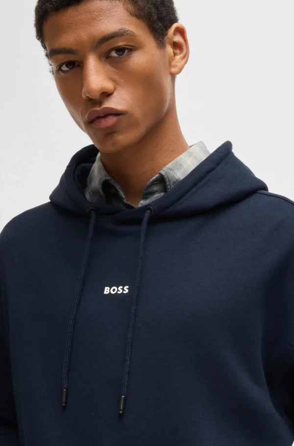HUGO BOSS Sweats E Hoodies>Camisola Com Capuz Em Terry De Algodão Com Logótipo Contrastante