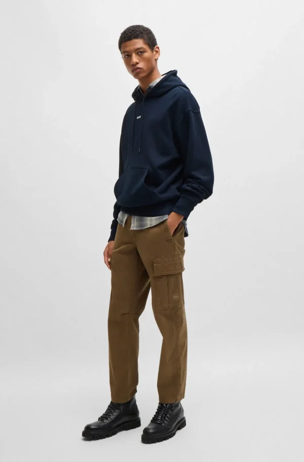 HUGO BOSS Sweats E Hoodies>Camisola Com Capuz Em Terry De Algodão Com Logótipo Contrastante