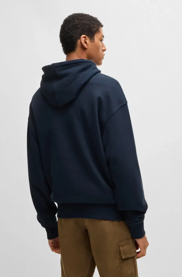 HUGO BOSS Sweats E Hoodies>Camisola Com Capuz Em Terry De Algodão Com Logótipo Contrastante