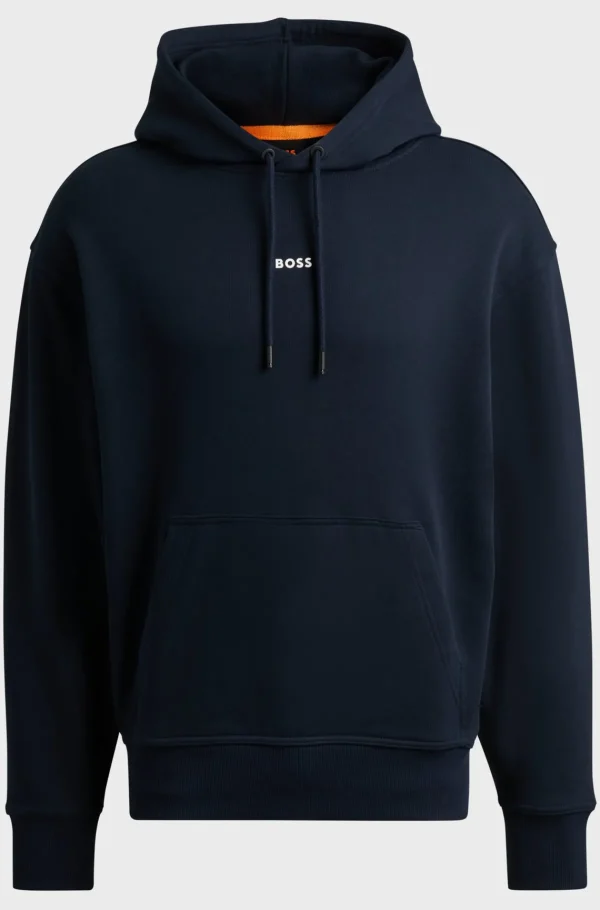 HUGO BOSS Sweats E Hoodies>Camisola Com Capuz Em Terry De Algodão Com Logótipo Contrastante