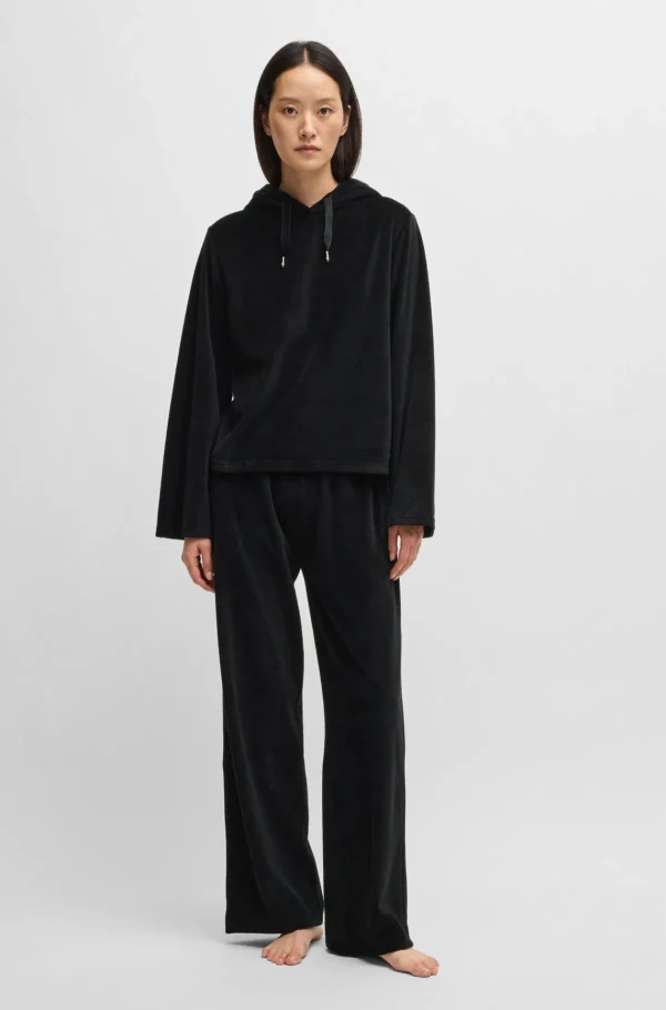MULHER HUGO BOSS Pijamas E Loungewear>Camisola Com Capuz Em Veludo De Mistura De Algodão
