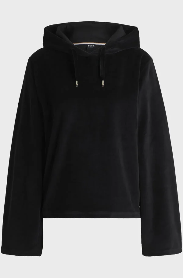 MULHER HUGO BOSS Pijamas E Loungewear>Camisola Com Capuz Em Veludo De Mistura De Algodão