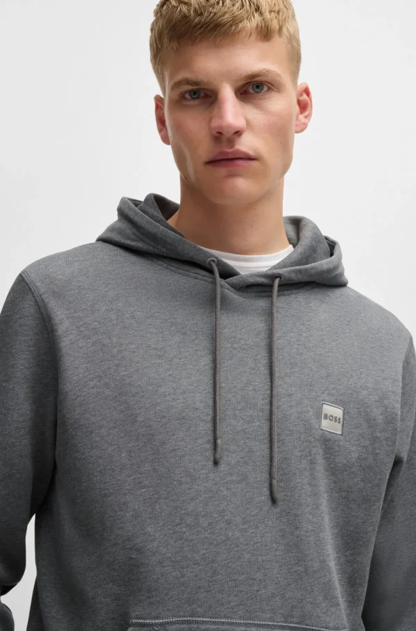 HUGO BOSS Sweats E Hoodies>Camisola Com Capuz Felpuda De Algodão E Emblema De Logótipo