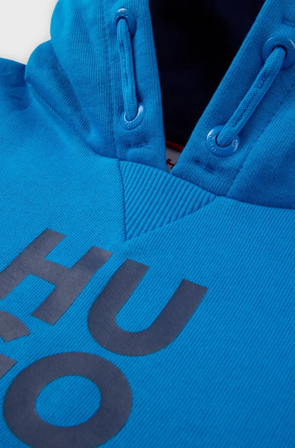 Crianças HUGO BOSS Júniores (Idades 4-14)>Camisola Com Capuz Para Criança Em Mistura De Algodão Com Logótipo Sobreposto