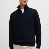 HUGO BOSS Sweats E Hoodies>Camisola Com Fecho Em Terry De Algodão Com Emblema De Logótipo