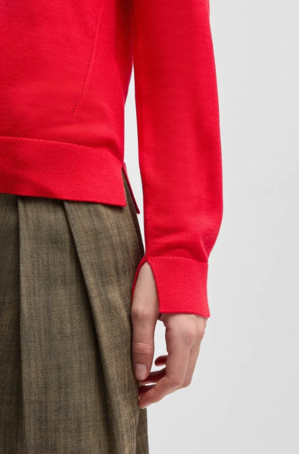 MULHER HUGO BOSS Camisolas E Cardigans>Camisola Com Gola onda Em Lã Merino