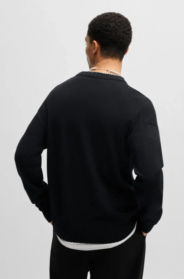 HUGO BOSS Camisolas E Cardigans>Camisola Com Logótipo Sobreposto Numa Mistura De Lã Virgem